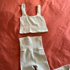 Light blue ribbed free people active SET